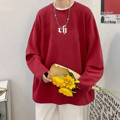 Streetwear Fitted Long Sleeve T-Shirt – Wine