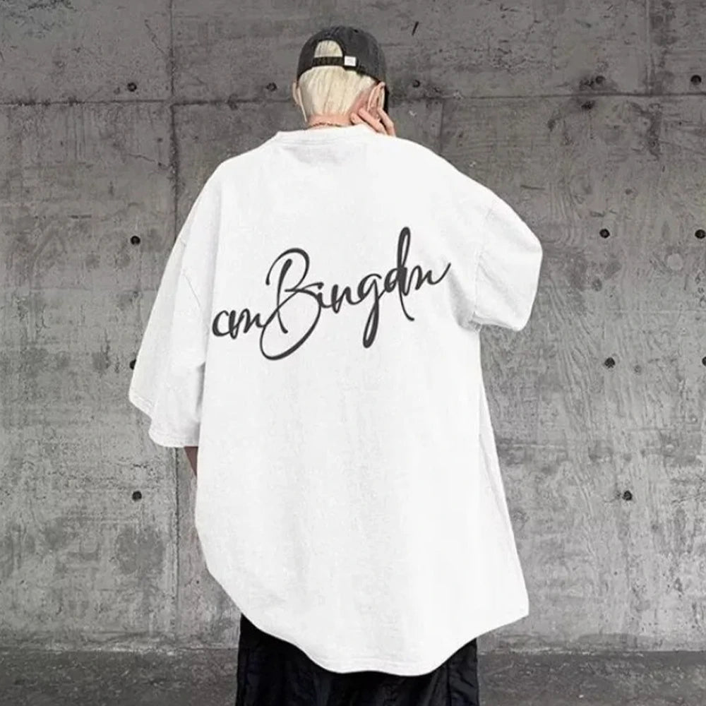 White Oversized T-Shirt with Script Print