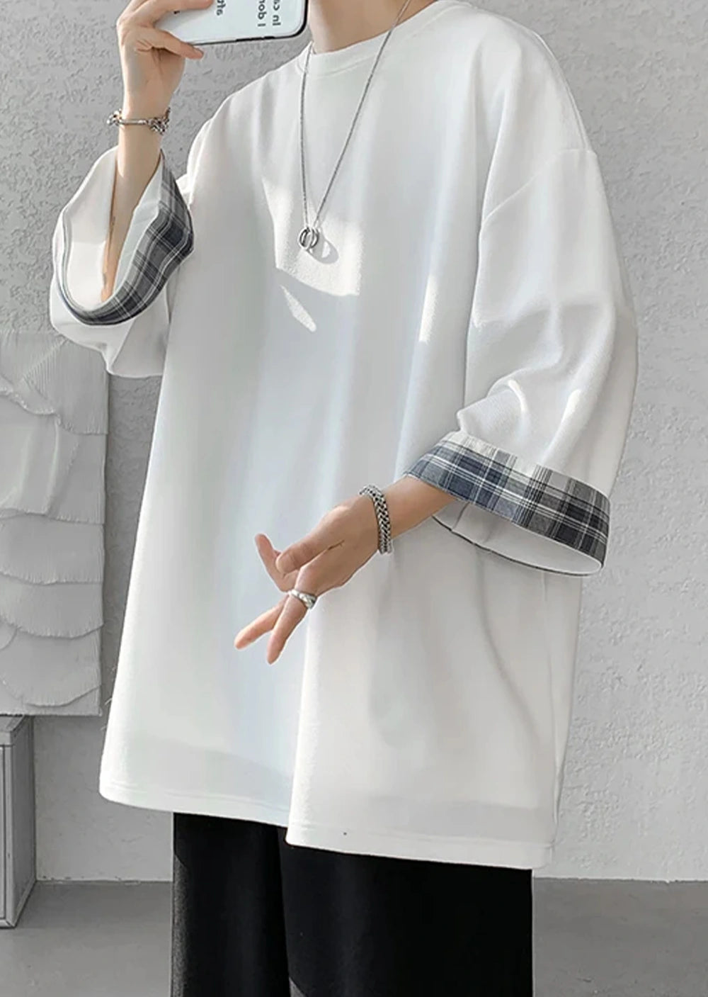 Korean Fashion Oversized T-Shirt for Men- White