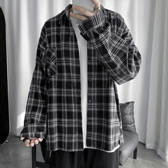 Men Oversized Black Color Check shirt