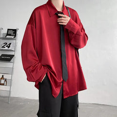 Maroon Color Plain Oversized Shirt