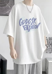 Oversized White Graphic T-Shirt for Men - Casual Summer Style