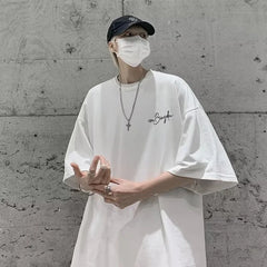 White Oversized T-Shirt with Script Print