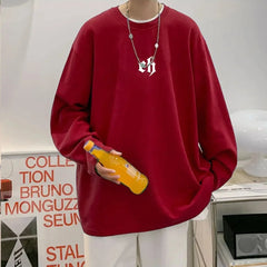 Streetwear Fitted Long Sleeve T-Shirt – Wine