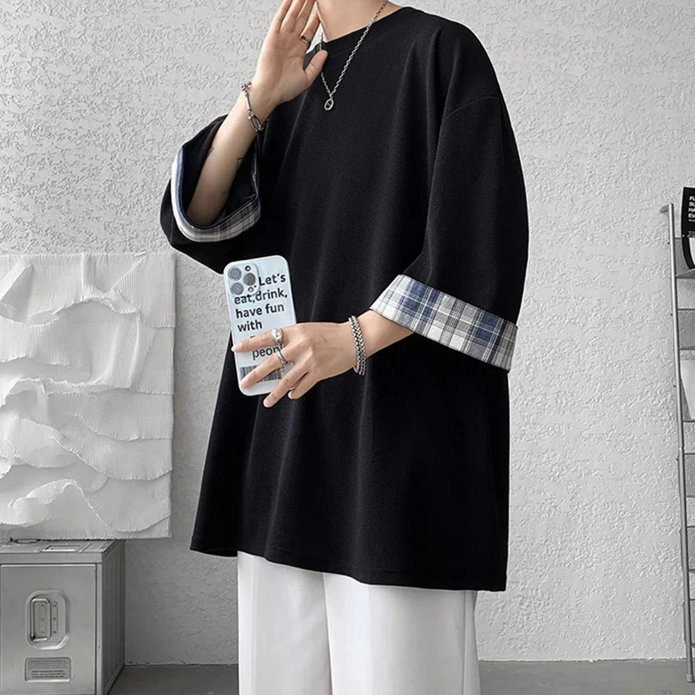  Korean Fashion Oversized T-Shirt for Men – Black