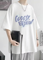 Oversized White Graphic T-Shirt for Men - Casual Summer Style