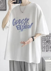 Oversized White Graphic T-Shirt for Men - Casual Summer Style
