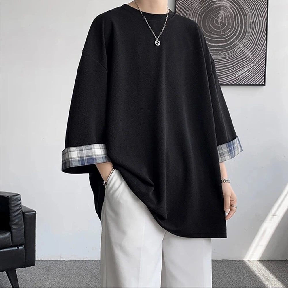  Korean Fashion Oversized T-Shirt for Men – Black