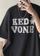 "KED VONE" Black Graphic Oversized T-Shirt