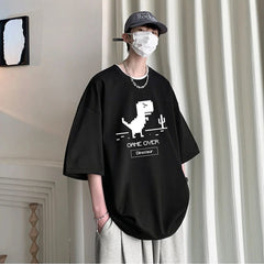 Cute Korean T-Shirt: Oversized Dino Street Tee
