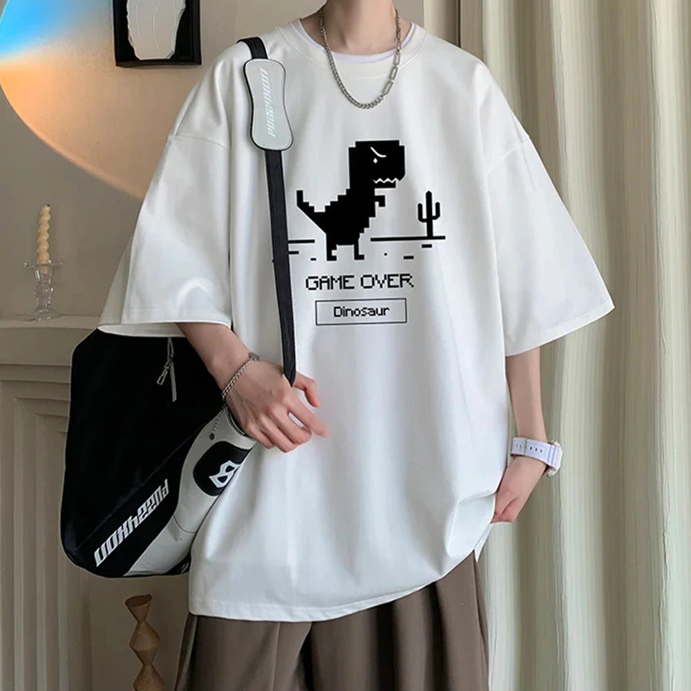 Retro Pixel Dinosaur Oversized T-Shirt Outfit