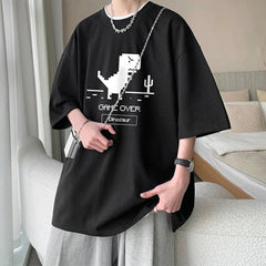 Cute Korean T-Shirt: Oversized Dino Street Tee