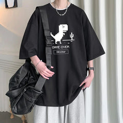 Cute Korean T-Shirt: Oversized Dino Street Tee