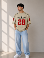 ASHLUXE 28 Oversized Varsity Jersey T-Shirt – Premium Streetwear Tee