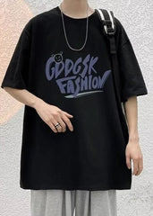Oversized Black Graphic T-Shirt for Men - Casual Summer Style