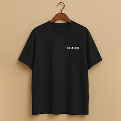 Men's Black Regular Fit Cotton T-Shirt – Minimal SHABIB Print | Latest 2025 Trending Summer Casual Wear