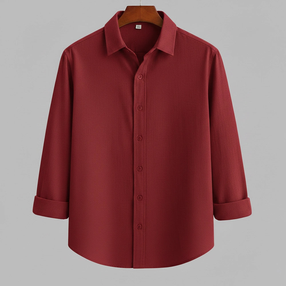 SHABIB Bright Carmine Korean Regular Fit Casual Shirt for Men – Full Sleeve Essential