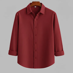 SHABIB Bright Carmine Korean Regular Fit Casual Shirt for Men – Full Sleeve Essential