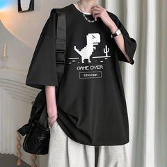 Cute Korean T-Shirt: Oversized Dino Street Tee