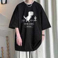 Cute Korean T-Shirt: Oversized Dino Street Tee