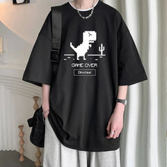 Cute Korean T-Shirt: Oversized Dino Street Tee