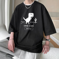 Cute Korean T-Shirt: Oversized Dino Street Tee