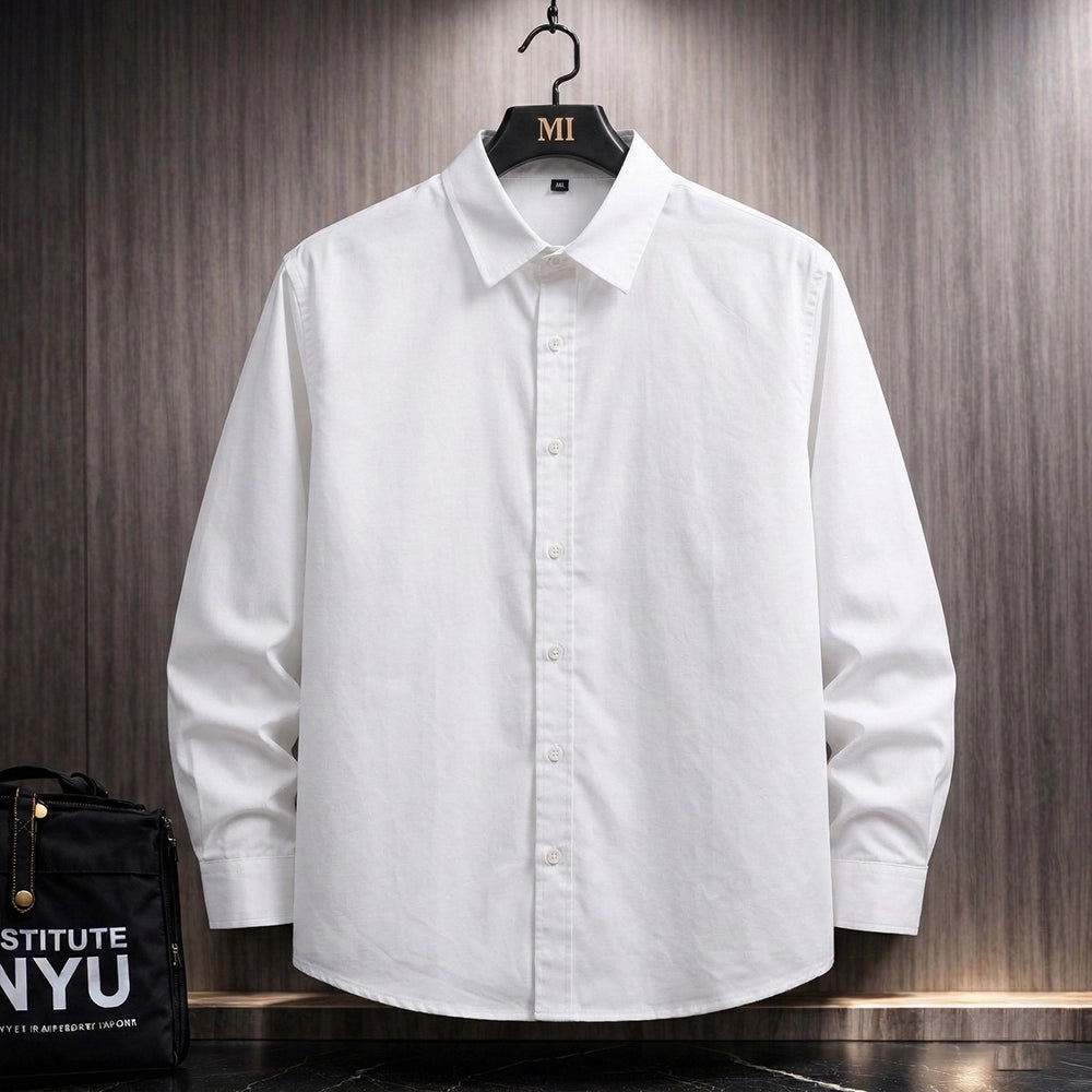 White oversized shirt with Expression tree graphic made of faces on the back, artistic streetwear design for men.