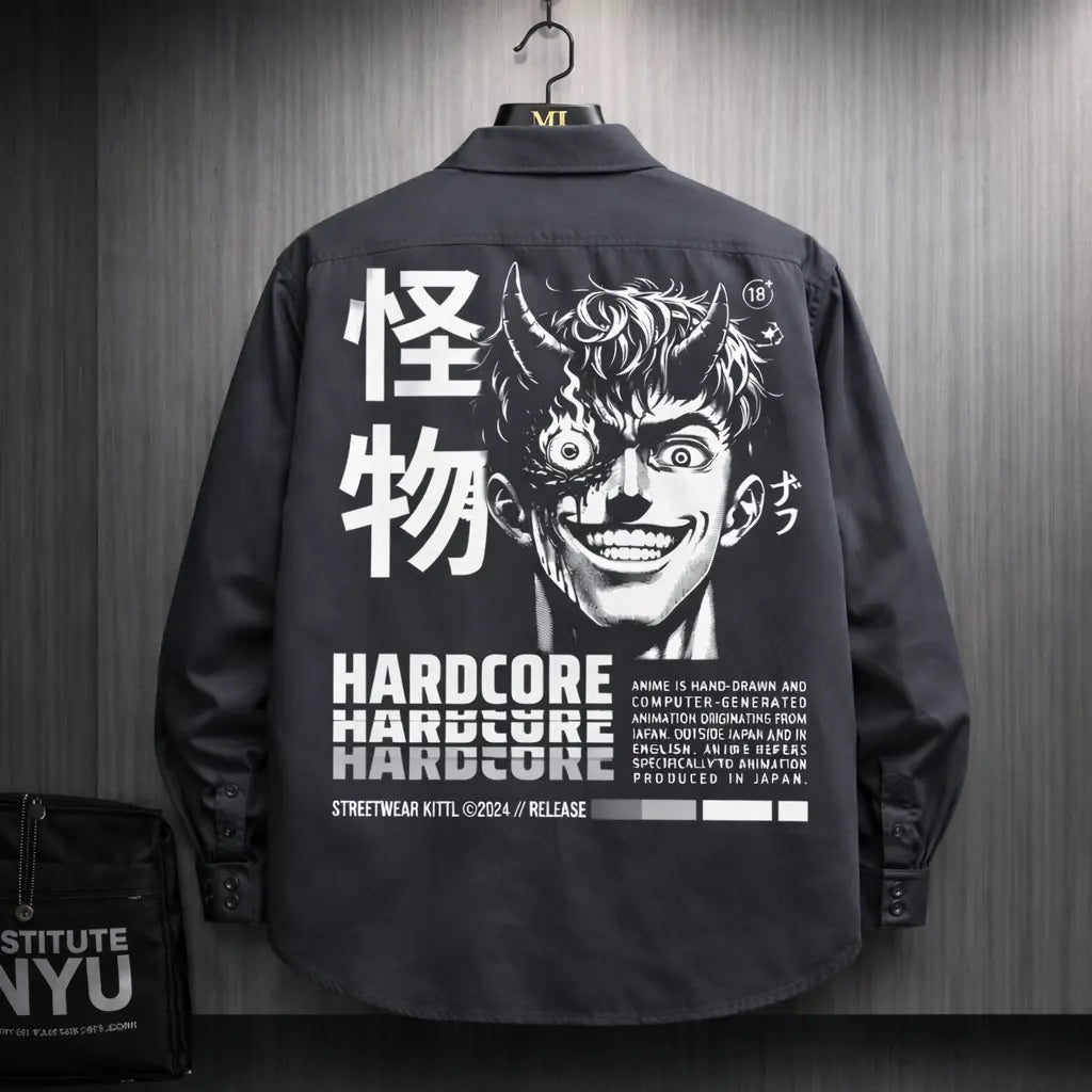 Hardcore Anime Demon Oversized Back Graphic Shirt