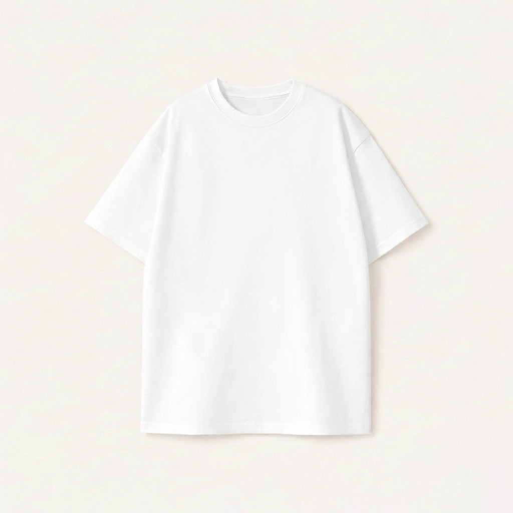 Beige loose fit t-shirt for men with premium streetwear aesthetic and Masterpiece script detail.