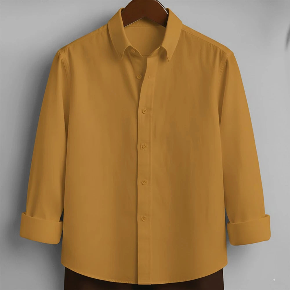 Mustard Casual Men’s Shirt – Premium Cotton, Everyday Comfort, Classic Slim Fit