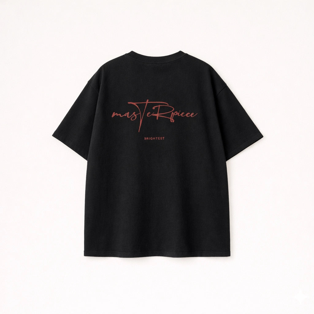 Oversized T-Shirt for Men Black Masterpiece Script Streetwear