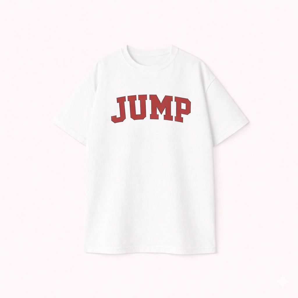 Oversized T-Shirt for Men White Streetwear Varsity Jump Graphic Print