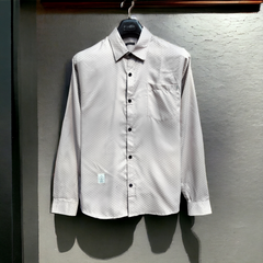 Men Full Sleeve Self Work Cream Color Check Shirt