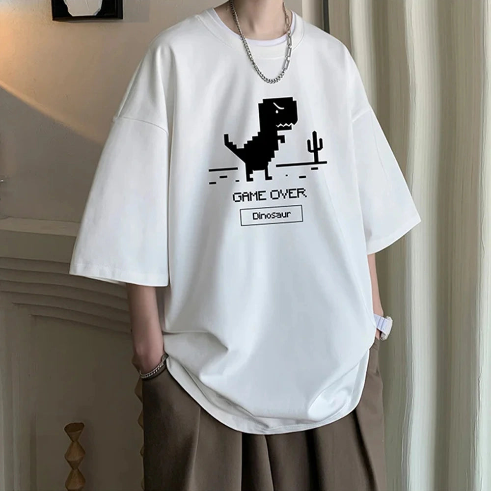 Retro Pixel Dinosaur Oversized T-Shirt Outfit
