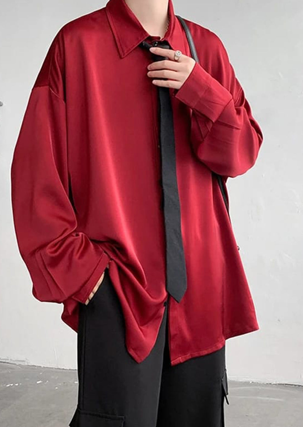 Maroon Color Plain Oversized Shirt