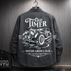 Steel Grey Oversized Back Graphic Shirt – Korean Streetwear Style