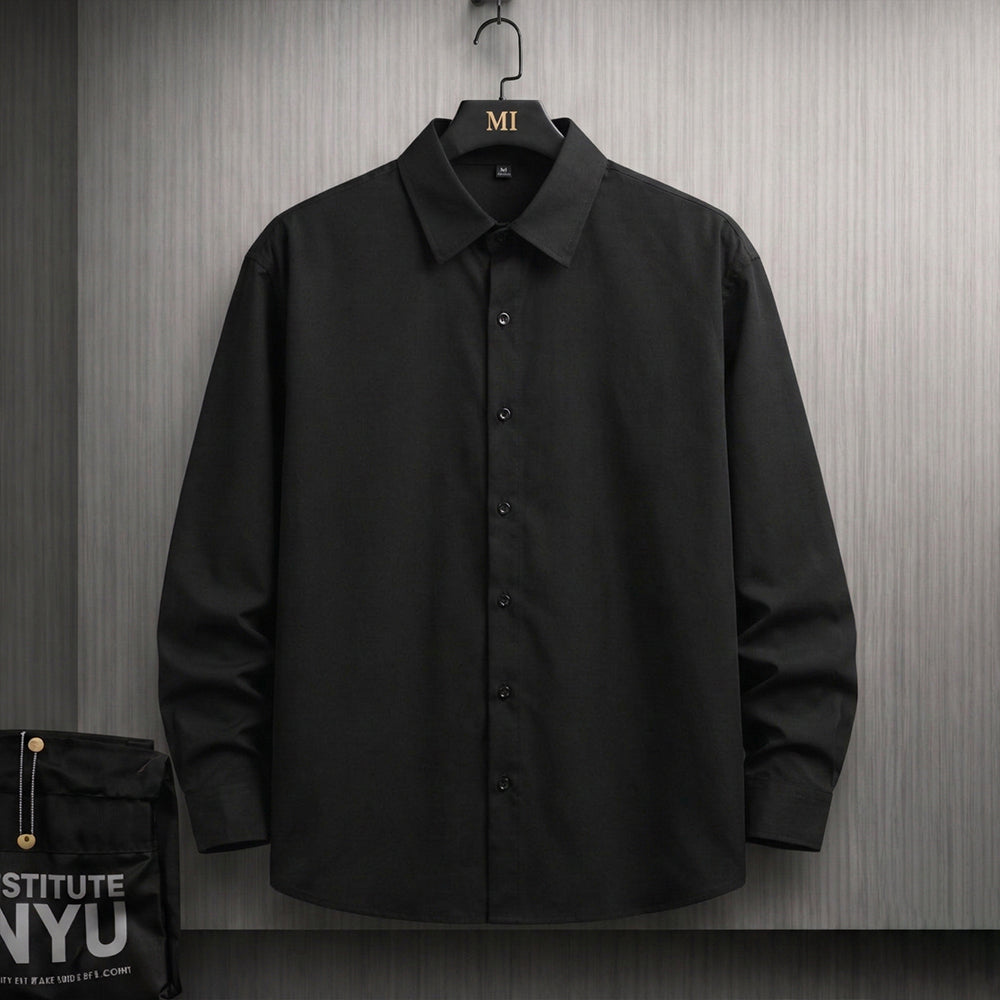 Black oversized shirt with Urban Street sneaker graphic back print streetwear design for men.