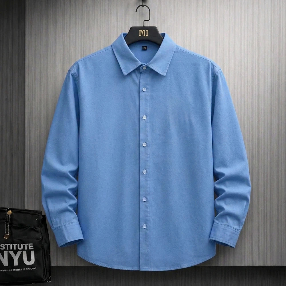 Sky blue oversized shirt with Urban Street sneaker graphic back print streetwear design for men.