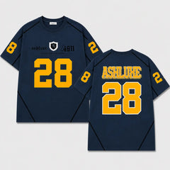 ASHLUXE 28 Oversized Varsity Jersey T-Shirt – Navy Premium Streetwear Tee