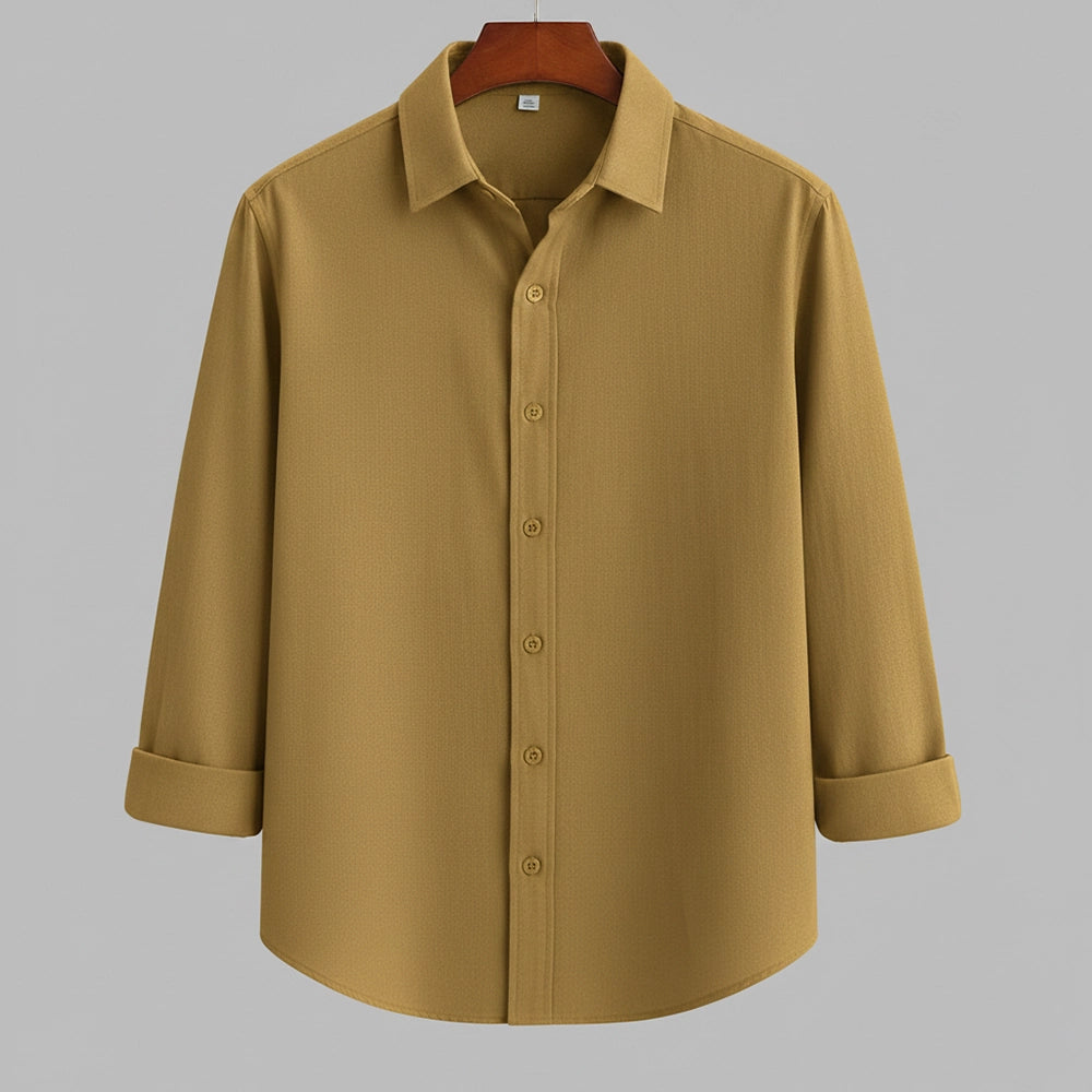 SHABIB Vibrant Gold Shirt for Men – Relaxed Full Sleeve Casual Shirt