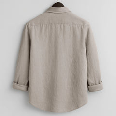 Beige Linen Blend Full Sleeve Shirt for Men | Casual & Smart Office Wear