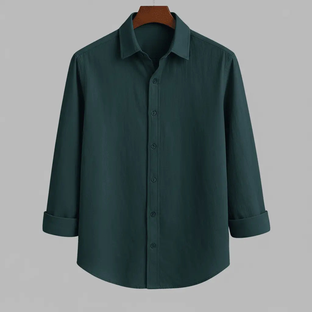 Deep Teal Textured Full Sleeve Shirt for Men | Trendy Casual & Streetwear Style