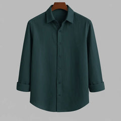 Deep Teal Textured Full Sleeve Shirt for Men | Trendy Casual & Streetwear Style