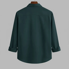 Deep Teal Textured Full Sleeve Shirt for Men | Trendy Casual & Streetwear Style