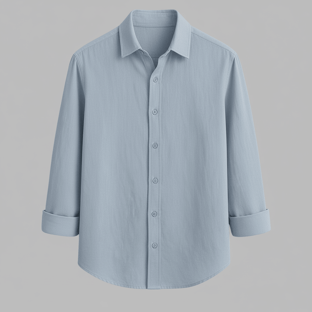 Sky Blue Casual Cotton Shirt for Men | Korean Streetwear Fit | Casual & Aesthetic