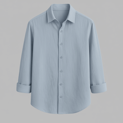 Sky Blue Casual Cotton Shirt for Men | Korean Streetwear Fit | Casual & Aesthetic