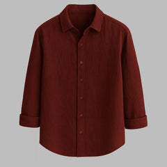 Maroon Textured Full Sleeve Shirt for Men | Stylish Casual & Streetwear