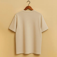Men's Beige Regular Fit Cotton T-Shirt – Minimal SHABIB Print | Latest 2025 Trending Summer Casual Wear