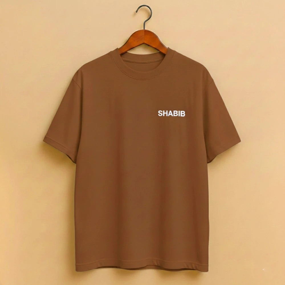 Men's Brown Regular Fit Cotton T-Shirt – Minimal SHABIB Print | Latest 2025 Trending Summer Casual Wear