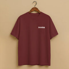 Men's Maroon Regular Fit Cotton T-Shirt – Minimal SHABIB Print | Latest 2025 Trending Summer Casual Wear